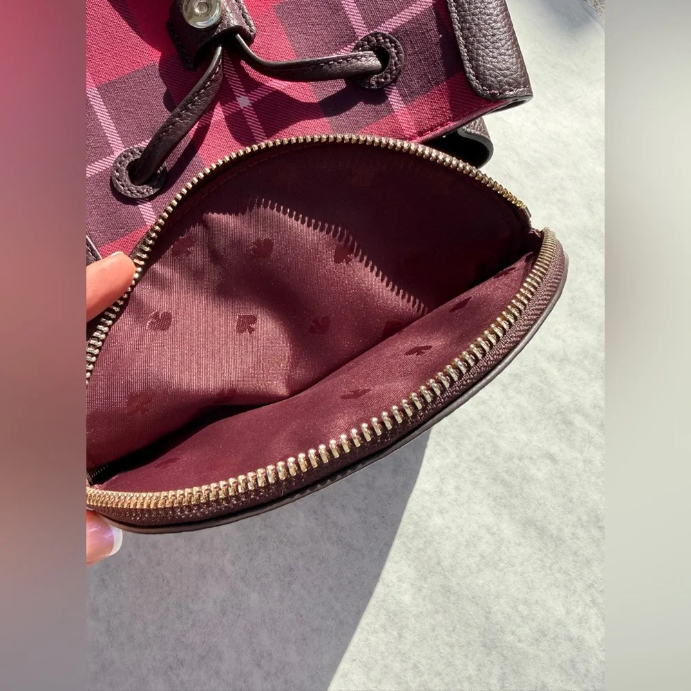 Kate Spade Leila Plaid Medium Flap Backpack - Picture 10 of 10